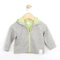 Grey Zip Hoodie with Neon Lime Trim