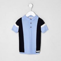 Sky Blue & Black Colorblock Polo