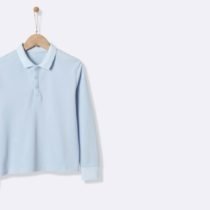 Light Blue Long Sleeve Knit Polo