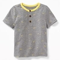 Heather Grey 3-Button Henley Tee