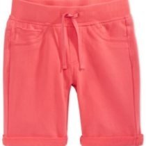 Coral Pink Rolled Cuff Knit Bermuda