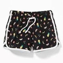Black Tropical Ice Cream Print Trimmed Short