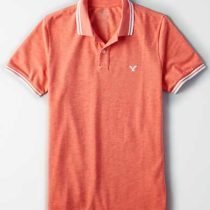 Coral Orange Contrast Tipping Collar Polo