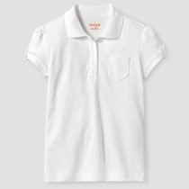 White Puff Cap Sleeve School Polo
