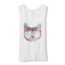 White Kitten with Sunglasses Graphic Tank