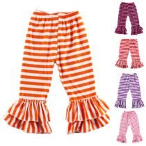 Orange & White Stripe Ruffle Bell Bottom