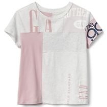 White & Pink Blocked GAP Slogan Tee