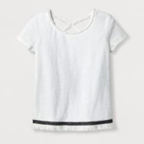 White Scoop Neck Bottom Stripe Tee