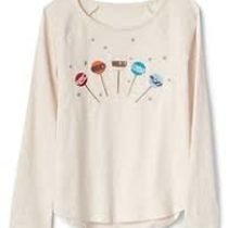 Cream Lollipop Star Print Long Sleeve Tee