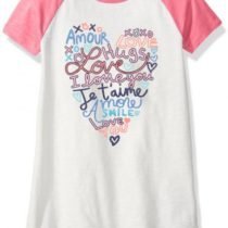 White & Pink Heart Multi-Text Raglan Tee