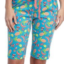 Cyan Pineapple Tropical Print Bermuda