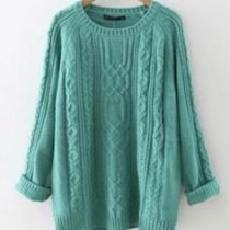 Seafoam Green Cable Knit Boyfriend Jumper