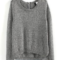 Charcoal Grey Melange Back-Zip Sweater