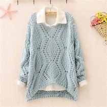 Light Blue Diamond Layered Knit Sweater