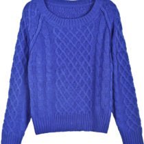 Royal Blue Diamond Cable Knit Jumper