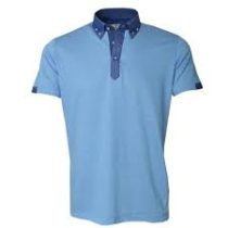 Chambray Trim Woven Collar Polo