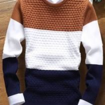 Tricolor Textured Blocked Sweater